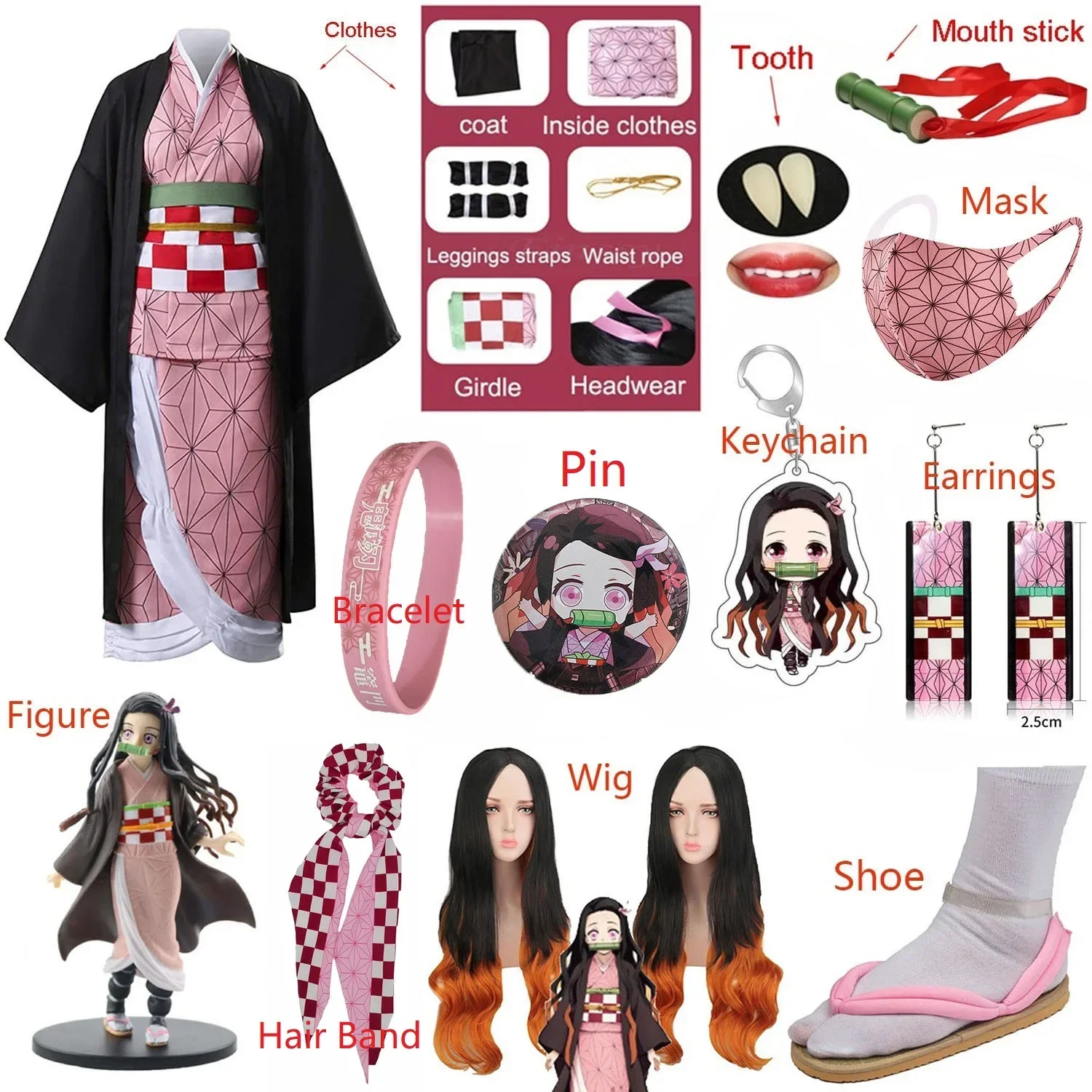 Anime Cosplay Nezuko - Adult Kids Anime Kamado Nezuko Costume